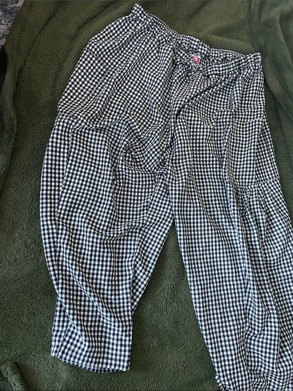 Wide leg linen pants , women’s size 2xl Black and white gingham.